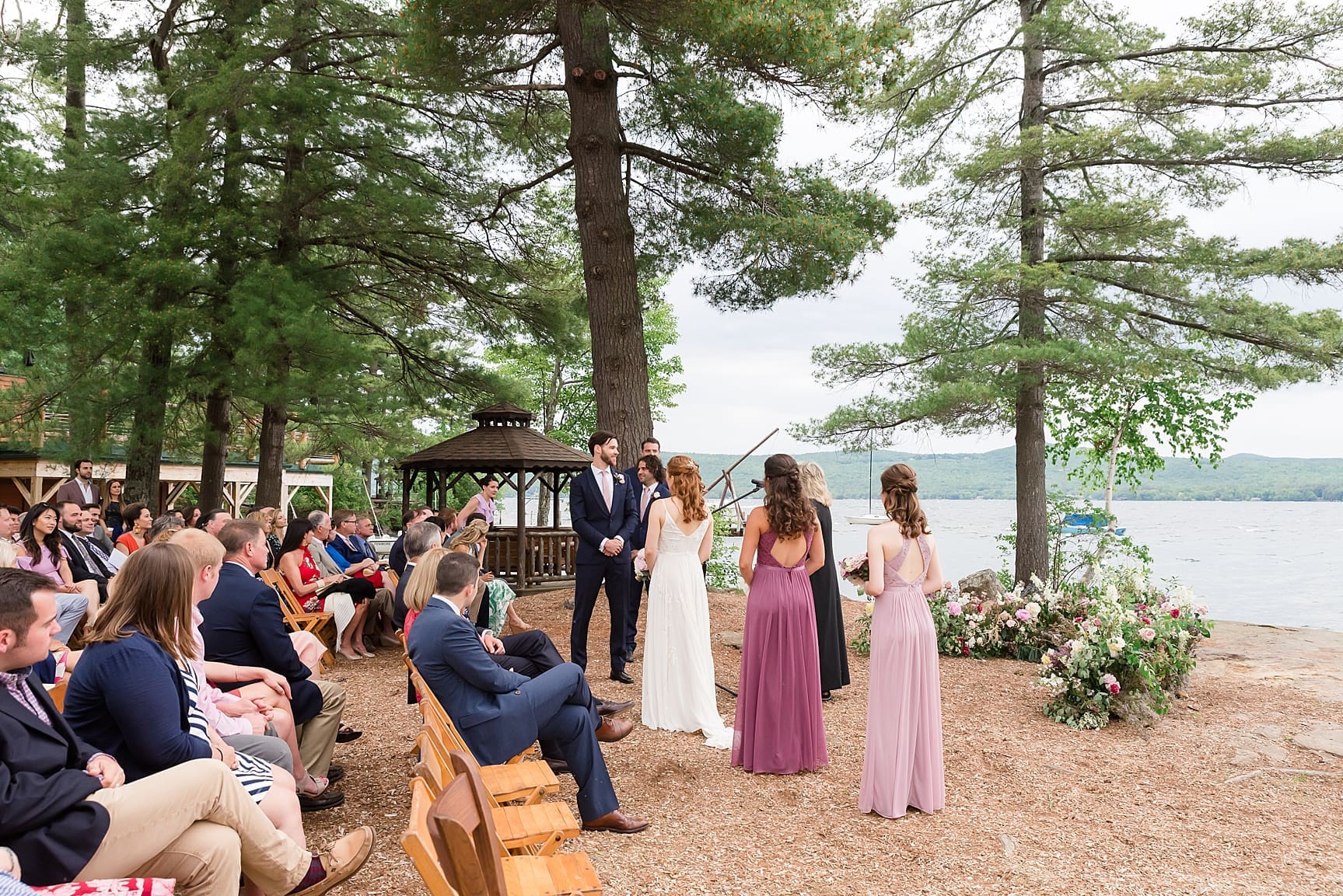 Lake_George_Summer_camp_Chingachgook_Wedding_Photos_1229 WEdding ceremony during adirondack summer wedding photographed by Julia Rebecca Photography