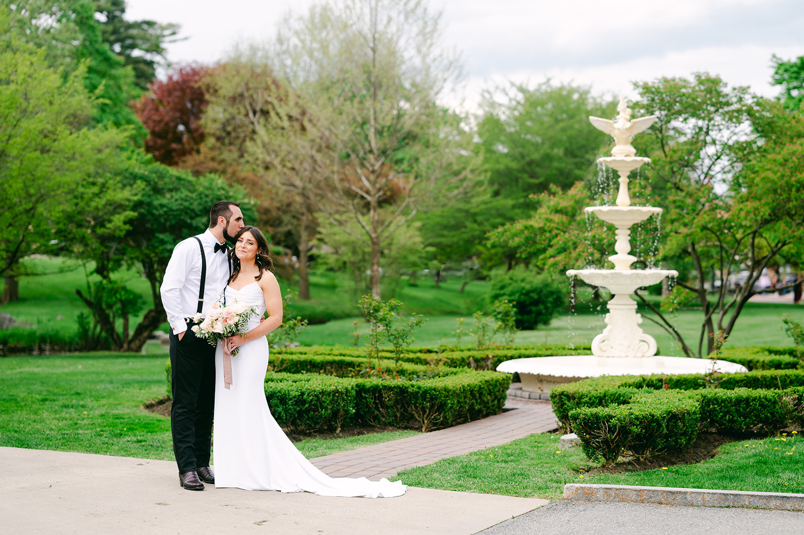 wedding day at the canfield casino with bridal and groom in congress park