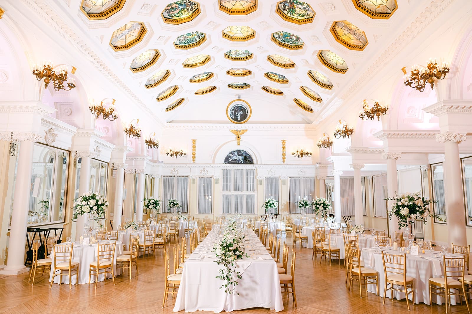 wedding reception setup at the canfield casino in saratoga springs ny